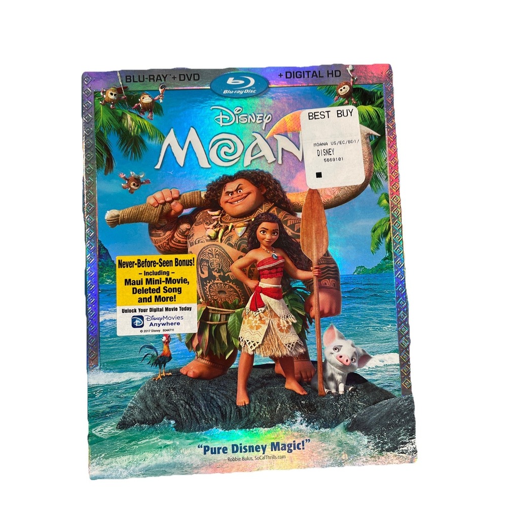 Moana (Blu-Ray) Walt Disney w/ Slipcover Cravalho Johnson BRAND NEW & SEALED